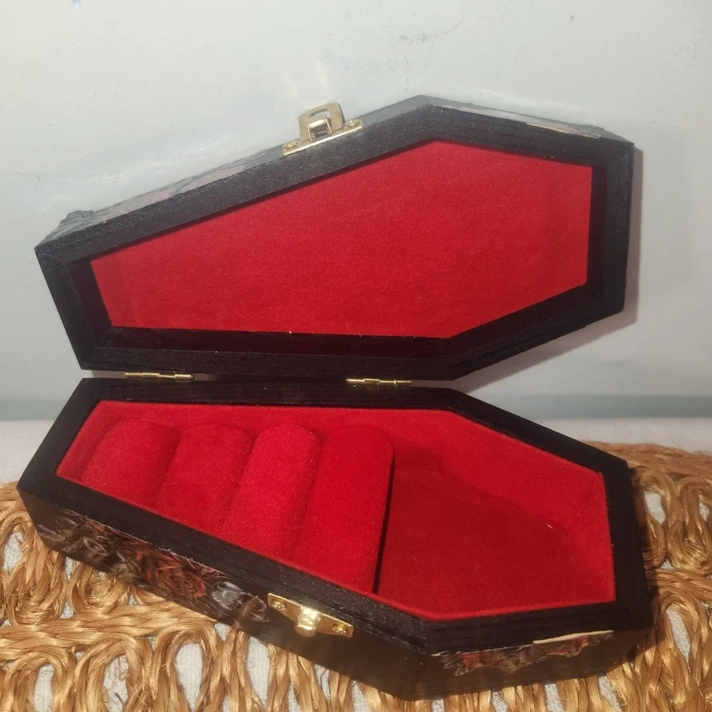 Goth Art Piece Wood Jewelry Box Size 6inx3inx2in